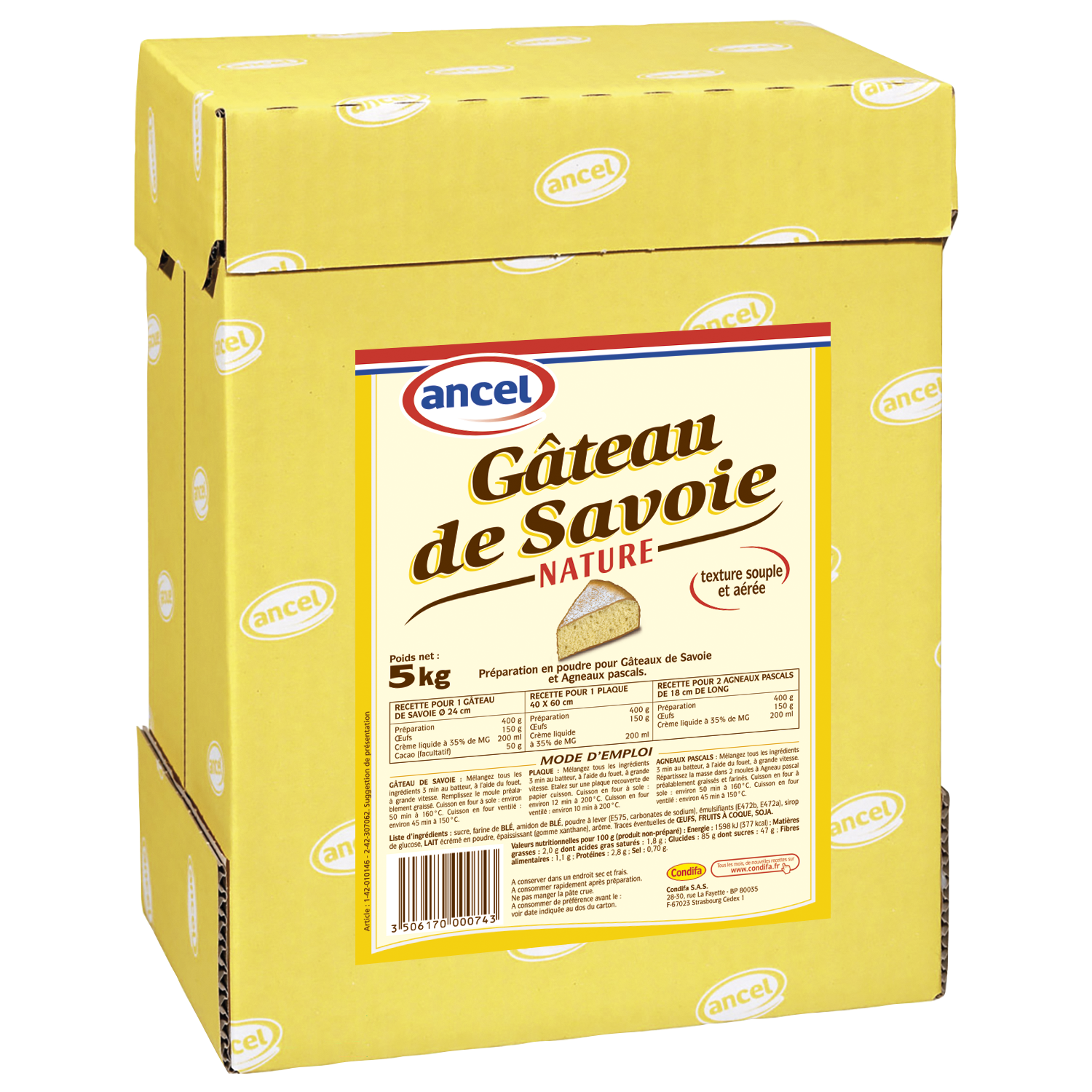 Préparation gâteau de savoie nature ancel - Condifa